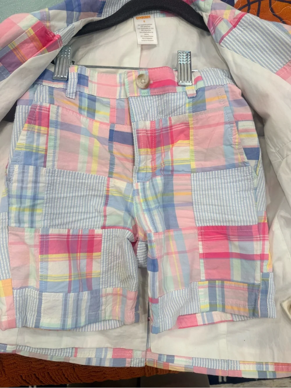 Gymboree Pastel Plaid Shorts Suit in Pink, Blue, Yellow & Cream